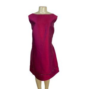 Oscar De La Renta Womens Fuchsia Sleeveless Shift Dress With Back Zipper Sz 18W